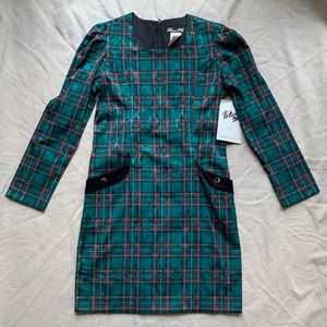Vintage 80s 90s Deadstock Plaid/Damask Dress